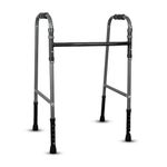 Venante Walker (By Vissco), Mild Steel Frame, Single Bar Foldable Walking Aid, Adjustable Height, Lightweight Walker, Premium Grade Rubber Shoes (Grey)