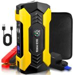 Car Jump Starter, 3000A Peak Car Battery Charger, 12V Jump Box Jumper Battery Pack (up to 10L Gas or 8.5L Diesel) with Portable Charger, Emergency LED Light, Escape Safty Hammer, Compass (Upgraded)