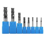 Carbide End Mill, Asixx 8pcs 2-12mm 4 Flutes Carbide End Mill Set Tungsten Steel Milling Cutter Tool Kit for Aluminum, Copper, Carbon Steel, Die Steel, Alloy Steel, Castings and other Metal Materials