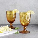 Gala Houseware Amber Colored Glass Drinking Glasses Set, 8.5 oz Premium Highball Glasses Water Glasses Set of 6, Heavy Duty Wine Goblet Juice Glasses Perfect for Wedding Party Events.