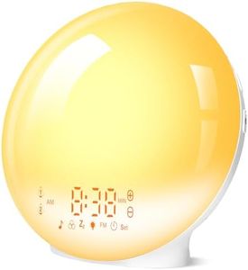 Togaga Sunrise Alarm Clock, Wake up Light with Sunrise/Sunset Simulation, Dual Alarm & Snooze Function, Bedside Lamp Night Lights with 11 Colorful Atmosphere Lamp, 7 Nature Sounds, FM Radio