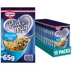 Dr. Oetker Chocolate Chip Pud in a Mug, 65g each, Pack of 15 - microwave pudding cake mix for baking, suitable for kids bakes, store cupboard essentials with choc chips