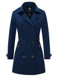 Wantdo Women's Spring Outerwear Belted Trench Coat Navy,Medium