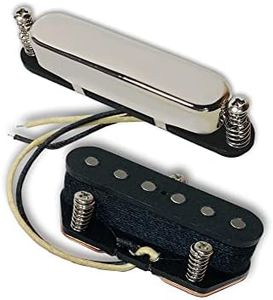 LAMSAM Pickups Set for 6 String Guitars, Single Coil Pick Ups with Alnico 5 Magnets, Bridge & Neck Pups as Tele Build or Replacements, Rich Tone Super Responsive, Chrome