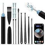 Ear Wax Removal Kit Camera,1080P Visual Ear Cleane,3.5mm Ear Endoscope, Wireless Ear Otoscope with 6 Lights,WiFi Earwax Remover Tool,Upgraded Anti Fall Off Eartips Ear Cleaner (Black)