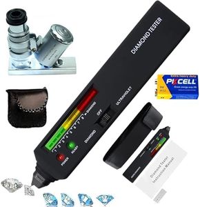 Diamond Tester Professional Diamond Tester Pen with UV Light, 60X Mini LED Magnifying, Jewelry Gem Tester Pen, Professional Diamond for Novice and Expert（Battery Included）