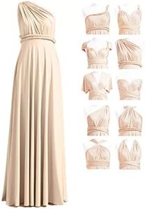 72STYLES Bridesmaid Dresses for Women, Elastic Pleated High-Waisted Empire Bridesmaid Dress Long Evening Prom Gown for Women Champagne