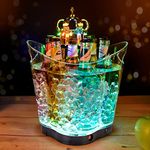 LED Ice Bucket - Portable Colorful Gradient Ice Bucket 6 Liter,Great for Home Bar, Chilling Beer, Champagne and wine (Four Leaved Clover, 6L)