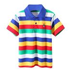 Hopscotch Boys Cotton Stripe Print Polo Slim Fit T-Shirt in Multi Color for Ages 4-5 Years