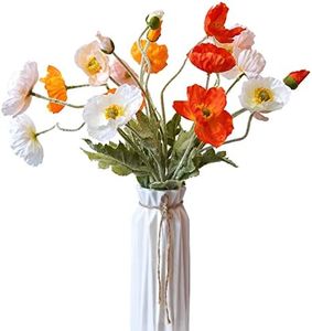 Kainonnan Artificial Flowers 5Pcs Poppies Flowers Artificial Silk Flowers for Home Office Wedding Outdoor Decor (Mixed Colors)
