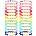 24 Pcs Colorful Kids Friendship Bracelet Set Heart Adjustable Bracelets Surfer Bracelets Stretch Beaded Bracelet for Girls Women Back to School Tween Girl Party Favors Over 3 Years Old