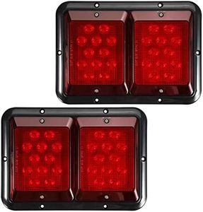 Partsam 2x Double RV Trailer Camper Tail Lights 24-2835 LED Horizontal Vertical Surface Mount Double Trailer Light Taillight Red Lens Red Light Black Base 12V IP67 Waterproof