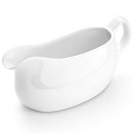 Nucookery Large 17 Oz Gravy Boat With Ergonomic Handle | White Fine Porcelain Saucier With Big Dripless Lip Spout | For Gravy, Warming Sauces, Salad Dressings, Milk, & More | Microwave & Freezer Safe