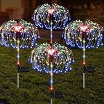 BUCASA Solar Lights Outdoor Waterproof, 4 Pack Solar Firework Lights Outdoor, Upgraded 124 LED Solar Lights, Colorful Solar Lights Outdoor Landscape Lighting for Patio Yard Garden Decor