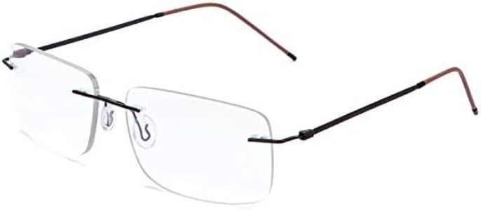 Rimless Progressive Multifocus Reading Glasses Blue Light Blocking No Line Multifocal Computer Readers for Women Men Rectangular Eyewear Titanium Lightweight Magnification Presbyopia Eyeglasses