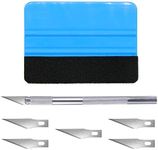 OIIKI Wallpaper Smoothing Tool Kit, Window Tint Tools with Blue Felt Edge Squeegee, Carving Knife (6 blades) for Vinyl Wrap, Glass Film in Wallpaper