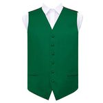 DQT Plain Satin Classic Glossy Wedding Waistcoat Vest Suit for Men - Emerald Green 36"