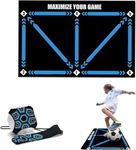 Football Footstep Training Mat, Soccer Training Mat with Adjustable Solo Soccer Trainer Belt, Non-Slip Silent Equipment for All Ages to Improve Speed, Strength and Coordination（Blue）