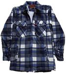 Men's Women's Thermal Check Shirt Fleece Padded Lumberjacket Sherpa Fur Lined Lumberjack Hooded & Collar Style Quilted Tops UK Sizes S-5XL (BLUE (COLLAR), 4XL)