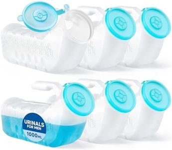 Urinals for Men with Glow-in-the-Dark Cover (1000ml/32oz) – 6 Pack Portable Reusable Urinal Bottles with Spill-Proof Cap – Bedside Pee Bottles for Seniors, Hospital, Travel & Car