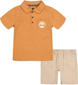 Timberland baby-boys 2 Pieces Shirt Short Set, Brown Sugar, 6