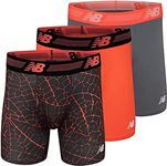 New Balance Men's 6" Boxer Brief Trunk Underpants Fly Front with Pouch (3 Pack), Dragonfly/Steel/Shatter, XX-Large