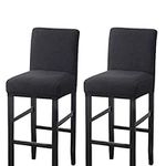 2 Pack Stretch Bar Stool Covers Counter Stool Pub Chair Slipcover Cafe Barstool Slipcover Removable Furniture Chair Seat Cover with Elastic Bottom for Dining Room Kitchen (BK)