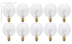 (Pack of 10) G16.5 Decorative (E12) Candelabra Base Globe Shape 120V G16 1/2 Light Bulbs (Clear, 25 Watt)