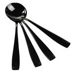 Teyyvn 16-Piece Round Soup Spoons, Black Stainless Steel Bouillon Spoon