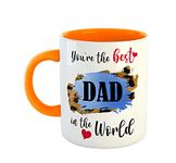 ASHVAH You're The Best DAD in The World Ceramic Coffee Mug - Best Gift for Dad/Papa/Father on Birthday, Fathers Day, Anniversary - Orange