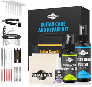 Shaevle Guitar Cleaning & Repair Kit - Guitar Oil, Gloss Polish, Fret Polish, Guitar Luthier Tools with Carrying Bag, Maintenance and Setup Kit for Acoustic Electric Guitar Ukulele Bass