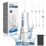 WAFLOO Water Flosser for Teeth Cordless: Oral Irrigator 8 Jet Tips 4 Modes Portable, 300ML Tank USB Rechargeable IPX7 Waterproof Water Flossing for Adults Teeth Cleaning Home and Travel