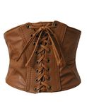 Alivila.Y Fashion Womens Faux Leather Steampunk Sexy Underbust Waist Belt Corset, Light Brown, XL