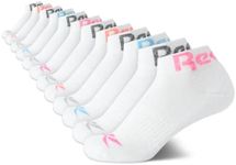 Reebok Women's Socks - 12 Pack Athletic Quarter Crew Socks, White Marl, 4-10