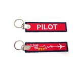 Pilot18 Pilot Live to Fly Embroidery Aviation Pilot Keychain