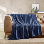 Eddie Bauer Herringbone Cotton Blanket, Full/Queen, Navy