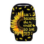 Wanyint Personalized Sunflower Quotes with Butterfly Baby Car Seat Covers - Carseat Canopy for Babies Boys Girls,Multi-Use Nursing Breastfeeding Covers,Nursing Scarf