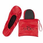 Shoes 18 Women's Foldable Portable Travel Ballet Flat Shoes w/Matching Carrying Case (5/6, Red sh18-1)