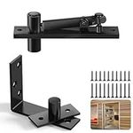 Fenghome Pivot Hinge, Stainless Steel Hidden Door Pivot Hinge for Wood Secret Door 180 Degree Rotation Heavy Duty Invisible Secret Door Hinges for Hidden Door Bookcase - (L Shape, Black)