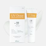 UV Doux Silicone Sunscreen Gel with SPF 50 and PA+++ Broad Spectrum for Face & Body with No White Cast| Non Comedogenic, Paraben Free | Clinically Proven & Dermatologist Approved,100gm