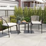 DWVO 3 Pieces Patio Set Wicker Furniture Outdoor Table and Chairs Rattan Chair Conversation Sets with Cushions & Coffee Table for Porch Backyard Poolside Garden, Gray