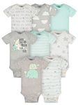 Gerber unisex-baby 8-pack Short Sleeve Onesies Bodysuits, Elephants, 0-3 Months