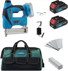 2 in 1 Nail Gun Battery Powered,Cordless Nail Gun with 800pcs Nails&Staples, Electric Nail Gun with 2×2.0Ah Batteries, Nail Gun for Woodworking Upholstery & DIY