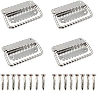 Ulifestar 4 Pack Stainless Steel Wardrobe Handle, Foldable Boat Hatch Latch Cabinet Lifting Ring Pull Handle,Cabinet Pull Handle Accessories,Toolbox Door Chest Handle Large