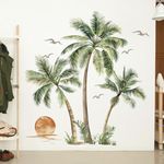 decalmile Boho Palm Tree Wall Stickers Tropical Plant Sunset Wall Decals Living Room Bedroom Office Wall Decor (Tree H: 53 inches/135 cm)