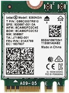 Fosa 1730Mbps Intel 9260NGW NGFF Wireless WiFi Card, High Speed 2.4G + 5G Dual Band 802.11ac, WiFi Bluetooth 5.0 Module, Wireless Card, Supports Linux/Chrome/Windows 10