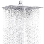 Drenky 12 '' Fixed Shower Head Square Rainfall Shower Head Stainless Steel Large Rain Shower Head Adjustable with Swivel Ball Ultra Thin Powerful High Pressure Top Spray Bathroom Rainfall Shower Head