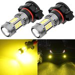 PHINLION PSX24W 2504 12276 LED Fog Light Bulbs, 3200 Lumens Super Bright, 3000K Golden Yellow, 3030 30 SMD Chips, DRL Replacement Lamps for Cars, Trucks, SUVs