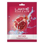 Lakme Blush & Glow Pomegranate Sheet Mask, Soothing, Hydrating, 25 ml