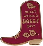 KUPOOL What Would Dolly Do? Cowboy Boot Metal Brooch Pin Country Music Boots Hard Enamel Lapel Pin Badge for Bookbags